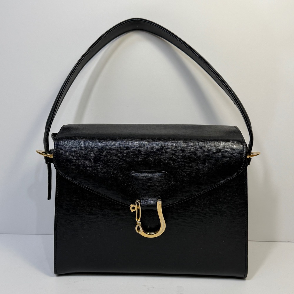 Roberta di Camerino Handbag Womens 70s Vtg Black Horseshoe Quiet Luxury Italian